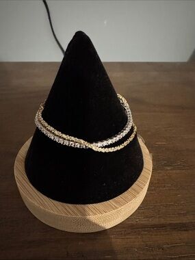Gold-Tone and Rhinestone Double Strand Bracelet